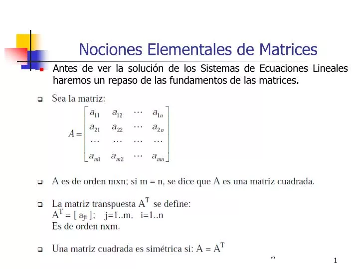 nociones elementales de matrices