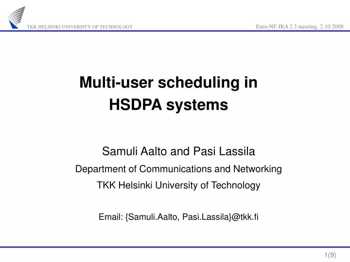 multi user scheduling in hsdpa systems