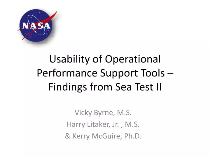usability of operational performance support tools findings from sea test ii