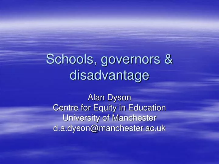 schools governors disadvantage