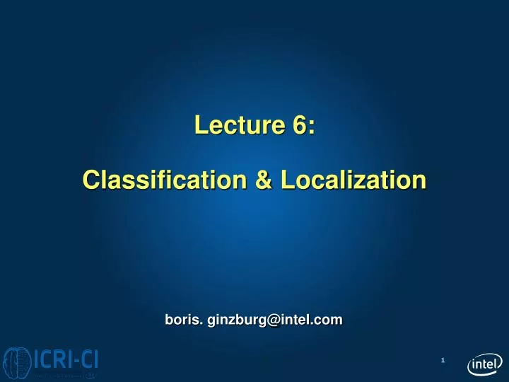 lecture 6 classification localization