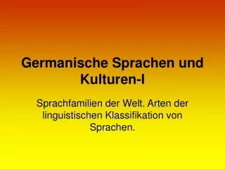 Germanische Sprachen und Kulturen -I