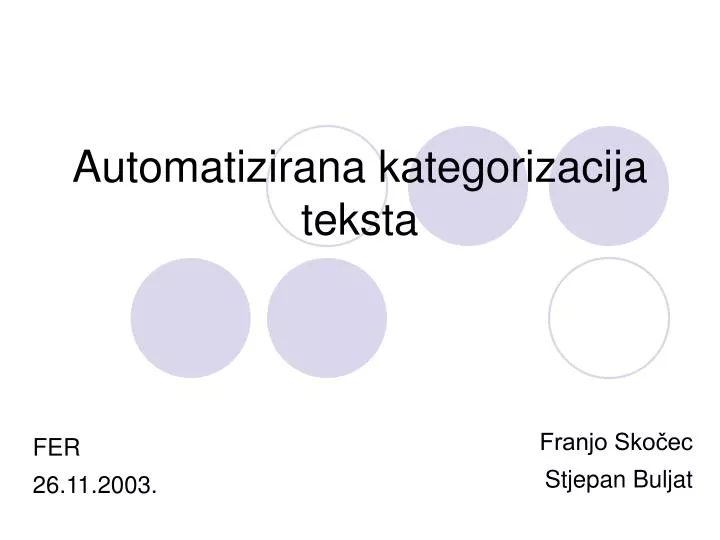 automatizirana kategorizacija teksta