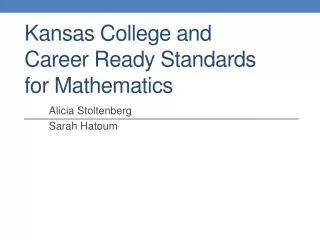 Kansas College and Career Ready Standards for Mathematics