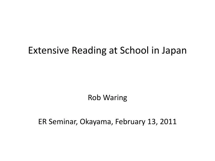 extensive reading at school in japan
