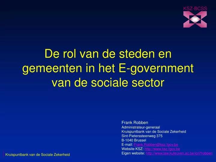 de rol van de steden en gemeenten in het e government van de sociale sector