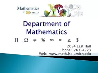 Department of Mathematics ? 	? ? % ? ? ? $