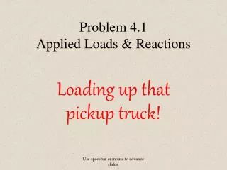 Problem 4.1 Applied Loads &amp; Reactions