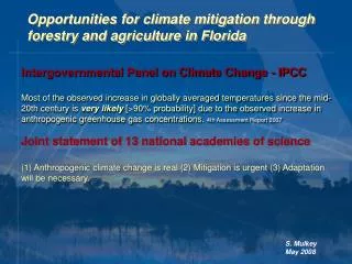 Opportunities for climate mitigation through forestry and agriculture in Florida
