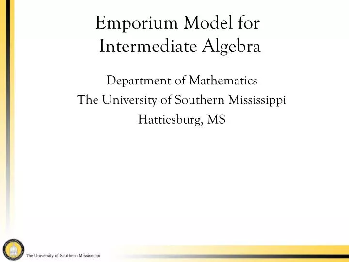 emporium model for intermediate algebra