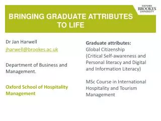 Bringing graduate attributes to life