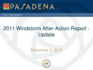 2011 Windstorm After-Action Report - Update