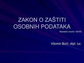 zakon o za titi osobnih podataka