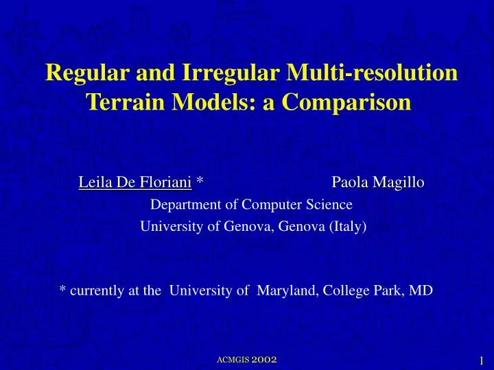 regular and irregular multi resolution terrain models a comparison