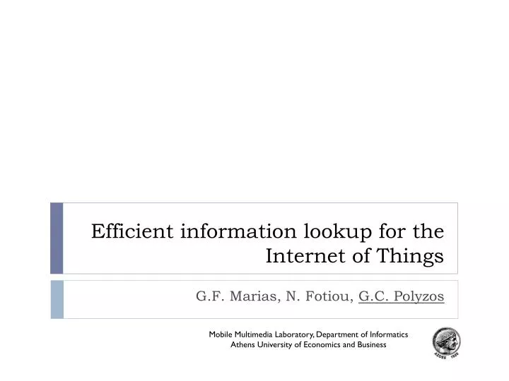 efficient information lookup for the internet of things