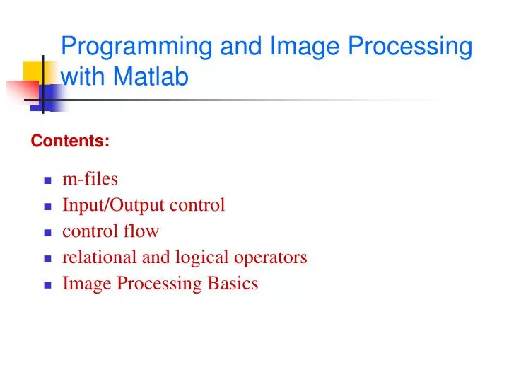 programming and image processing with matlab