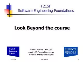 F21SF Software Engineering Foundations