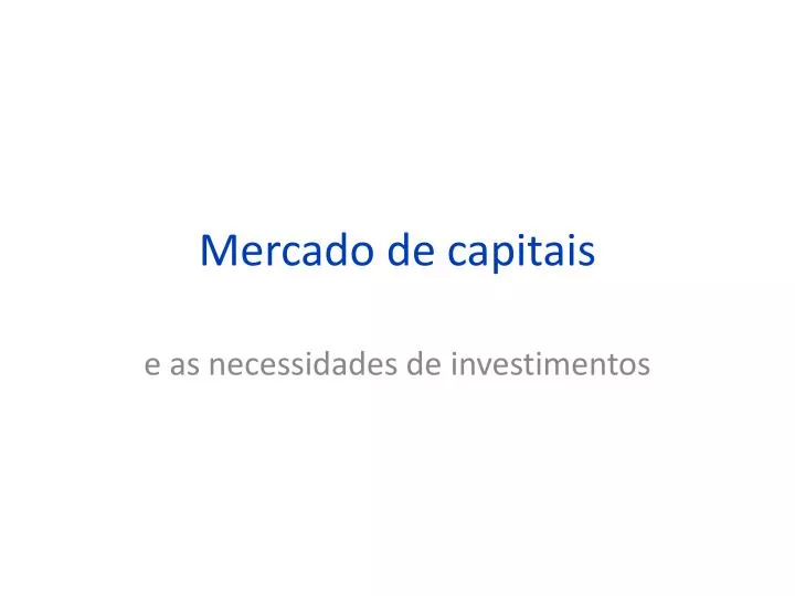mercado de capitais