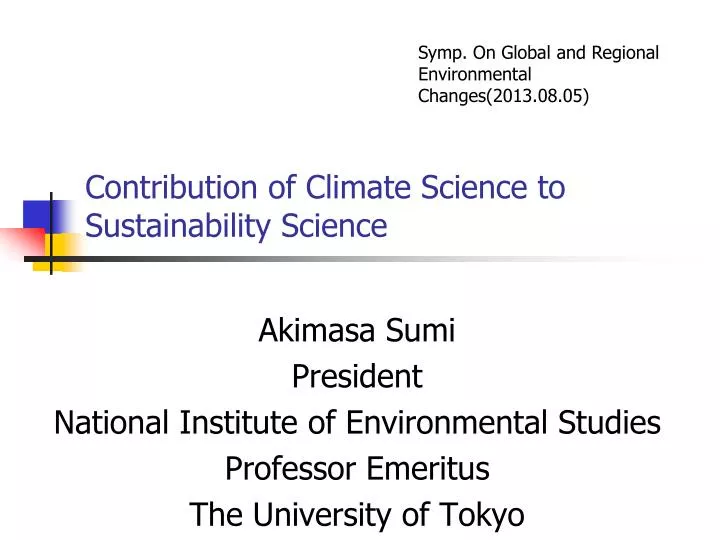 contribution of climate science to sustainability science
