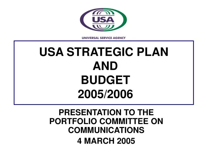 usa strategic plan and budget 2005 2006