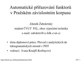 automatick p i azov n funktor v pra sk m z vislostn m korpusu