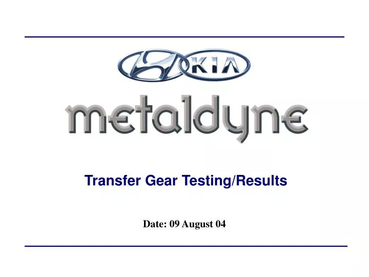 transfer gear testing results