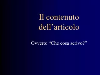 il contenuto dell articolo