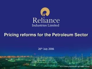 Pricing reforms for the Petroleum Sector