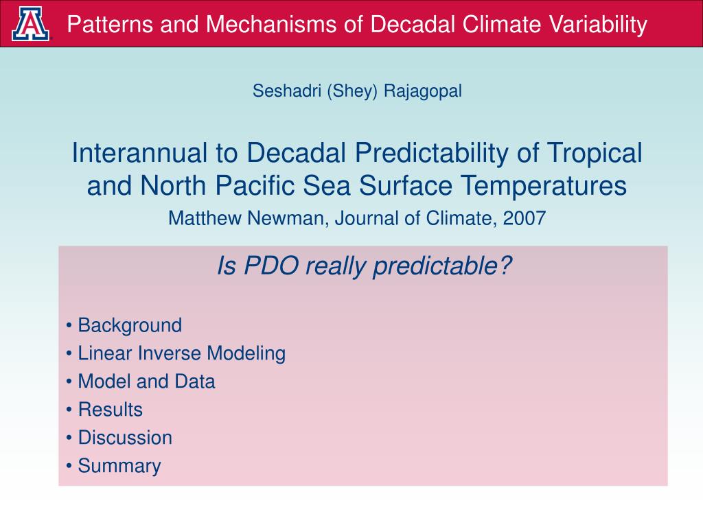 PPT - Patterns and Mechanisms of Decadal Climate Variability PowerPoint ...