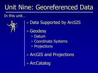 Unit Nine: Georeferenced Data