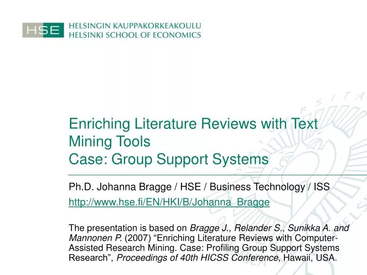enriching literature reviews with text mining tools case group support systems