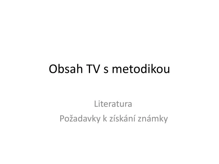 obsah tv s metodikou