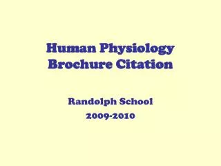 Human Physiology Brochure Citation