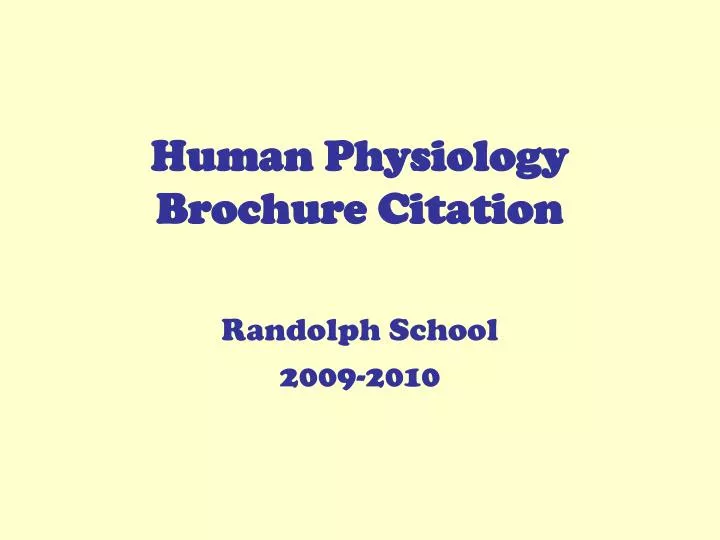 human physiology brochure citation