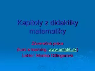kapitoly z didaktiky matematiky