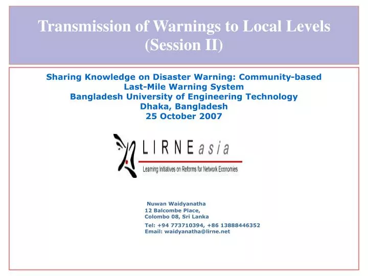 transmission of warnings to local levels session ii