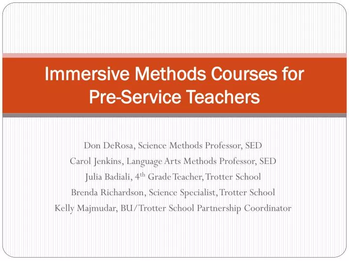 immersive methods courses for pre service teachers