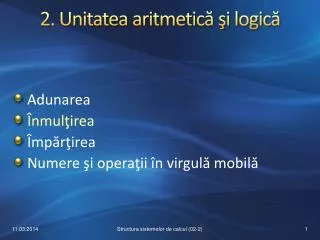 2 unitatea aritmetic i logic