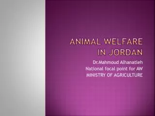 ANIMAL WELFARE IN JORDAN