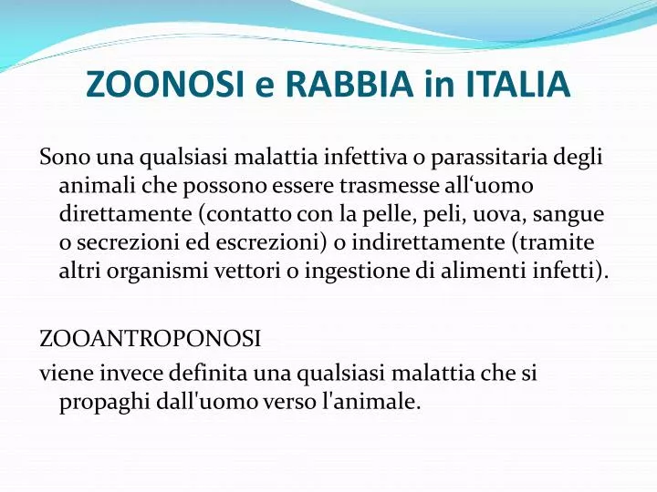 zoonosi e rabbia in italia