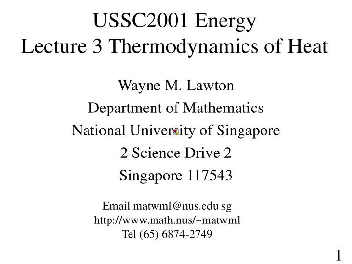 ussc2001 energy lecture 3 thermodynamics of heat