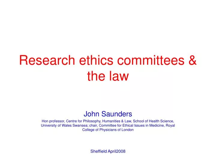 research ethics committees the law