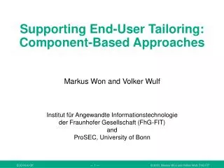 Supporting End-User Tailoring: Component-Based Approaches
