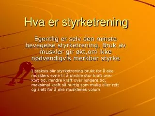 hva er styrketrening