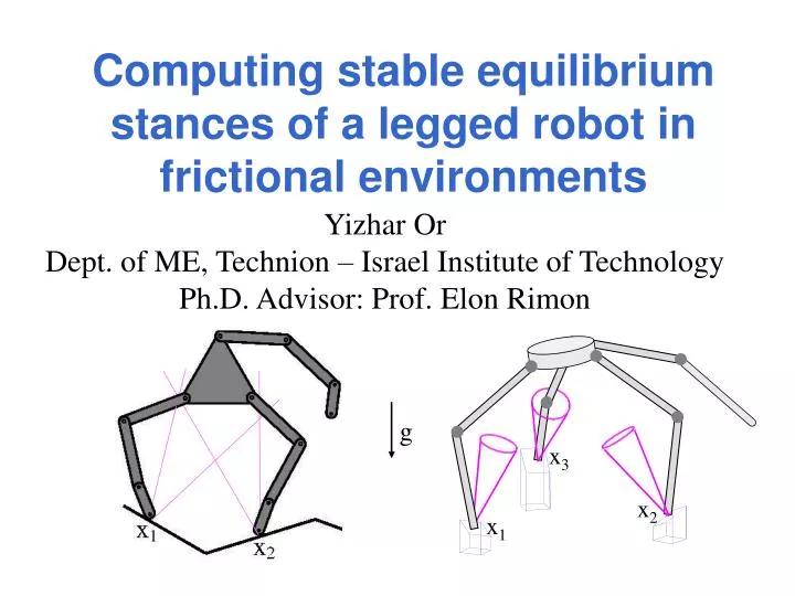 computing stable equilibrium stances of a legged robot in frictional environments