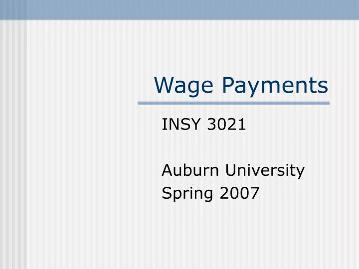 wage payments