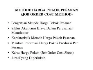 metode harga pokok pesanan job order cost method