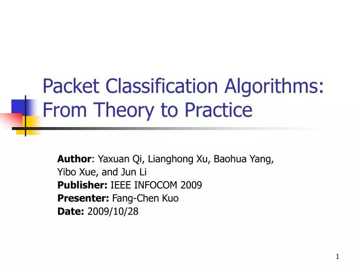 packet classification algorithms from theory to practice