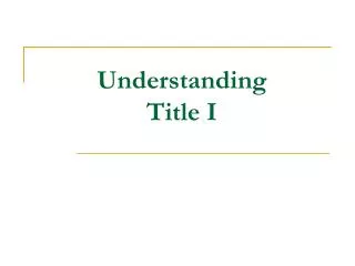 Understanding Title I