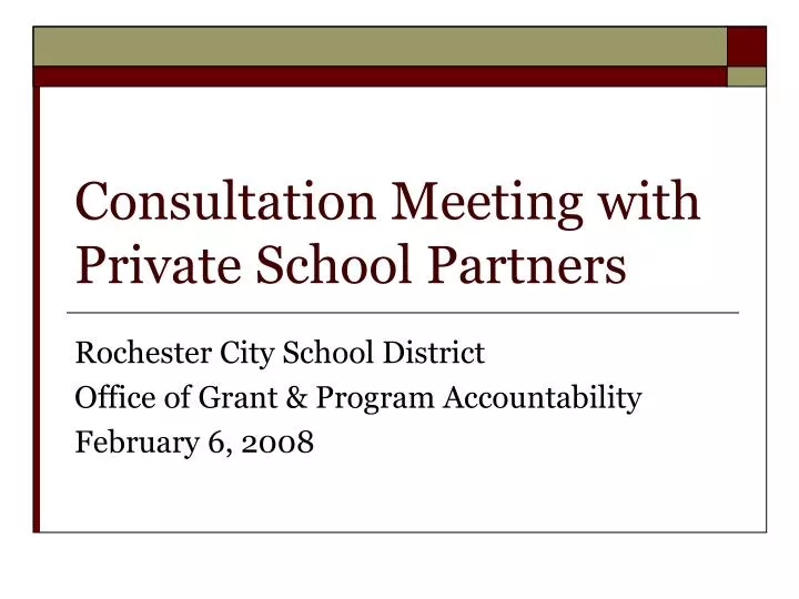 consultation meeting with private school partners